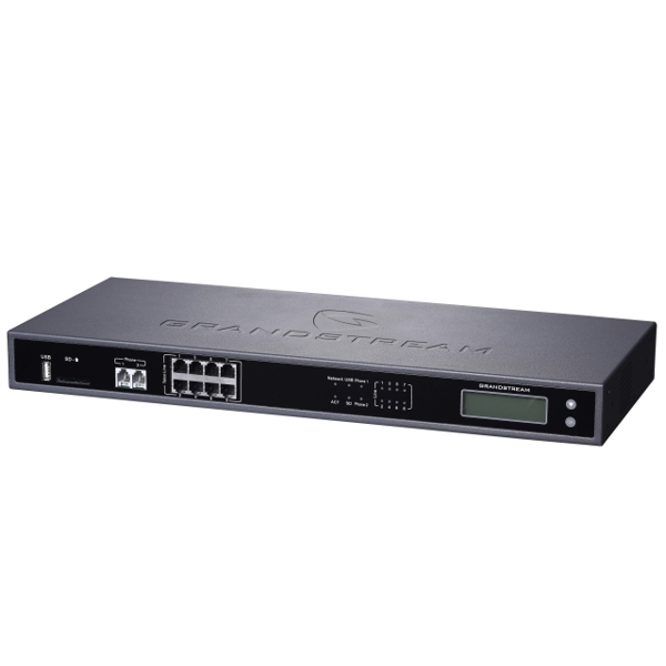 ვიდეო საკონფერენციო სისტემა Grandstream UCM6208 IP PBX supports up to 800 users and 100 concurrent calls, Auto Discovery and Zero Configuration of Grandstream SIP endpoints, ntegrated 2 PSTN trunk FXO ports, 2 analog telephone FXS ports 