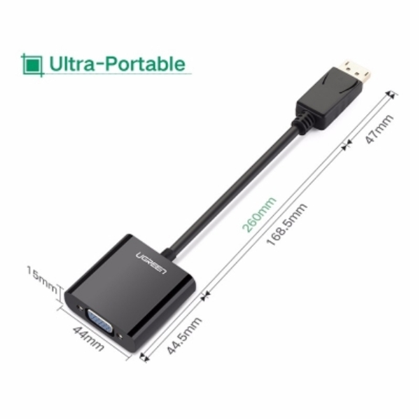 UGREEN DP109 (20415) DisplayPort to VGA Converter, Black