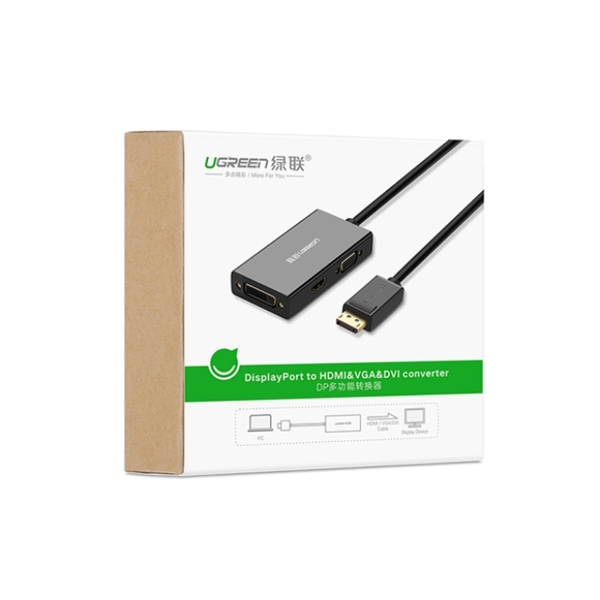 ადაპტერი UGREEN DP110 (20420) DisplayPort to HDMI/VGA/DVI Converter Black