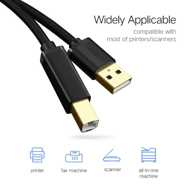 პრინტერის კაბელი UGREEN US135 (10350) USB 2.0 AM to BM print cable 1.5M 