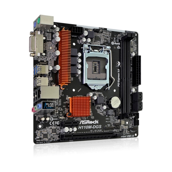 დედა დაფა MB - ASRock (H110M-DGS R3.0) LGA1151 INTEL H110/2DDR4/4SATA3/