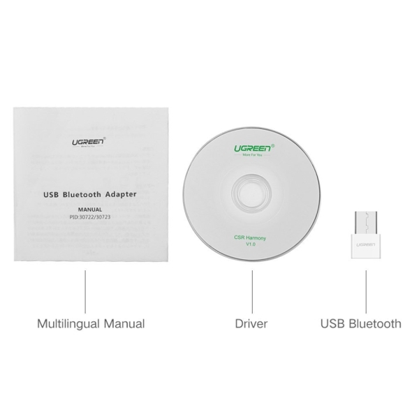 Bluetooth ადაპტერი UGREEN CM109 (30723) USB Bluetooth 4.0 Adpater White