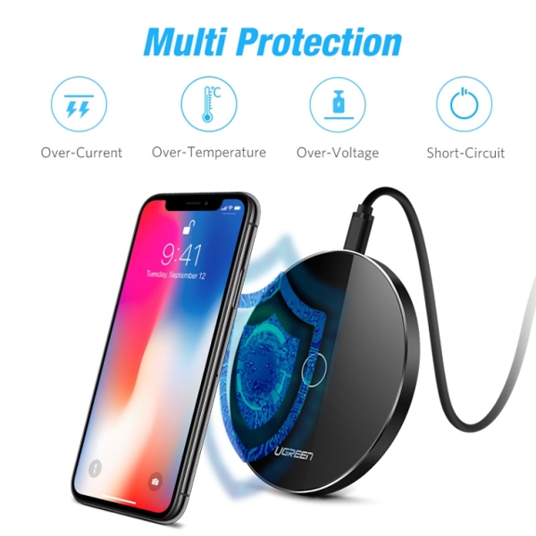 Wireless სწრაფი დამტენი Ugreen  CD134  10W Qi Wireless Charger for iPhone 8 / X Wireless Quick Charge for Samsung S8 / S8 + / S7 Edge Nexus5 Lumia 820 USB Charger Pad