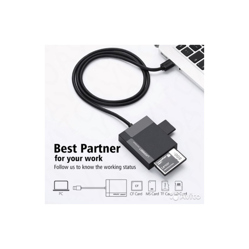 ბარათის წამკითხველი UGREEN CR125 (30231) USB 3.0 All-in-One Card Reader 1M