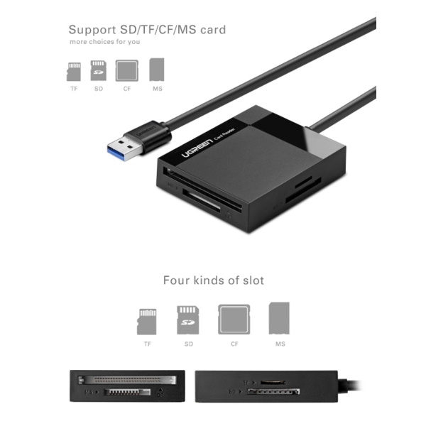 ბარათის წამკითხველი UGREEN CR125 (30231) USB 3.0 All-in-One Card Reader 1M