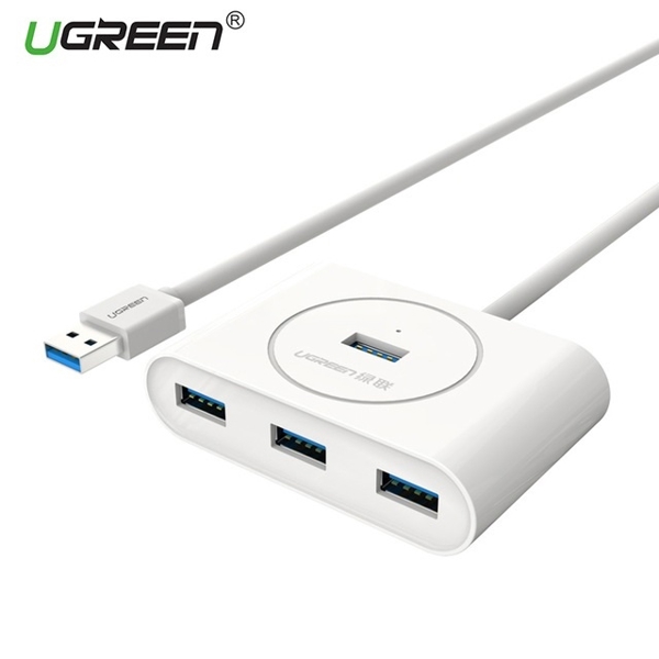 USB ჰაბი UGREEN CR113 (20283) NEW USB 3.0 4 Ports USB Hub with 2.0 OTG  White 1M