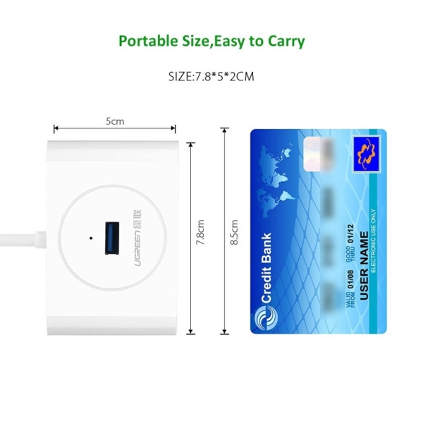 USB ჰაბი UGREEN CR113 (20283) NEW USB 3.0 4 Ports USB Hub with 2.0 OTG  White 1M