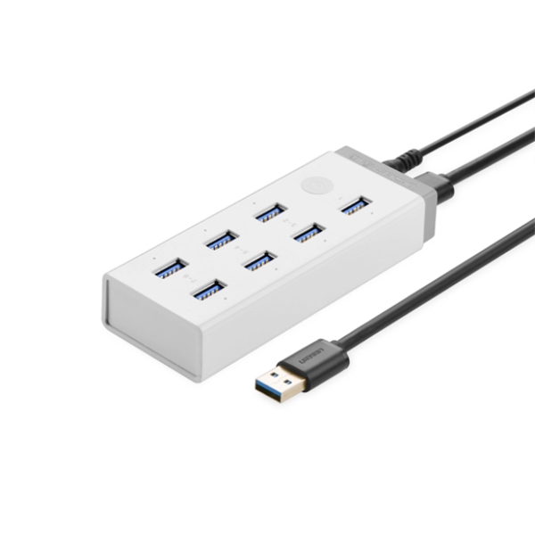 USB ჰაბი UGREEN CR116 7 Ports 3.0 USB HUB Power adapter White 20647