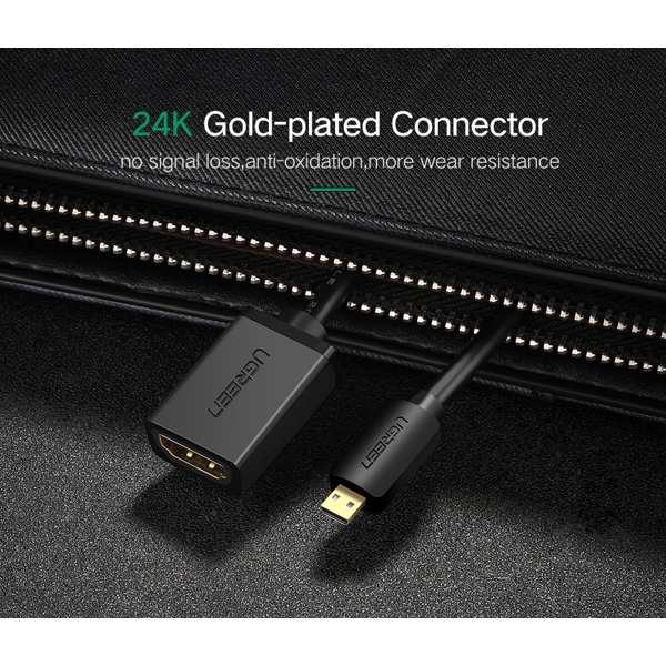 HDMI ადაპტერი UGREEN (20134) Micro HDMI To HDMI adapter cable, 0.2m, Black