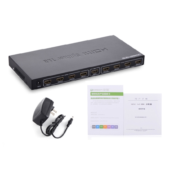 სპლიტერი UGREEN 40203, 1x8 HDMI Amplifier Splitter, Black