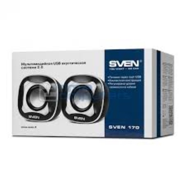 დინამიკი SVEN 170, black-white (USB) 2,0  სიმძლავრე: 2.5w+2.5w= 5 W RMS