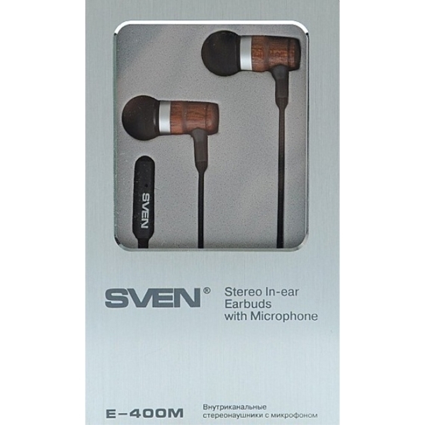 ყურსასმენი SVEN E-400M  Stereo in-ear earbuds with microphone , wooden