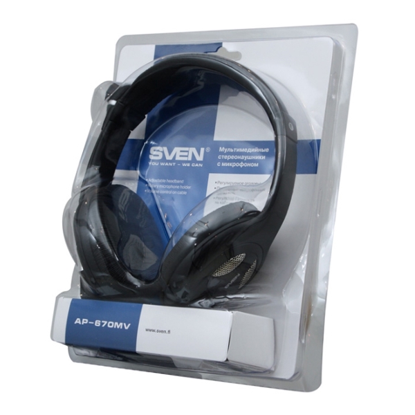 ყურსასმენი SVEN AP-670MV black  Headphones with microphone 