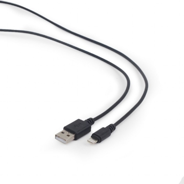 მობილურის დამტენი  GEMBIRD USB sync (Iphone 6 , 7, 8) and charging cable, black, 1 m CC-USB2-AMLM-1M"