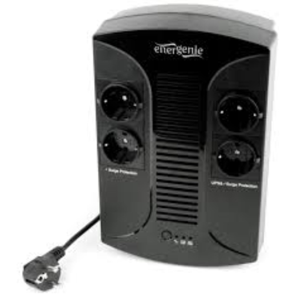 უწყვეტი კვების წყარო  UPS - Gembird UPS with AVR, 650 VA (EG-UPS-001) ype: line interactive Waveform: sine wave (AC mains), modified (square) sine wave (battery) Input: 220 V 