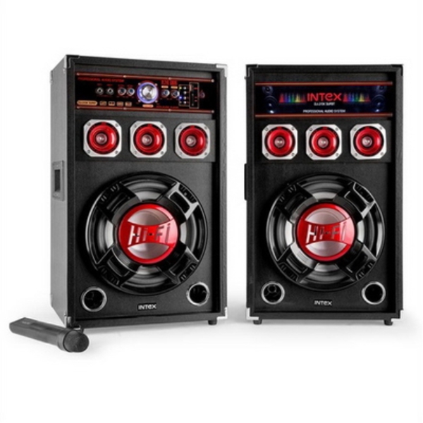 დინამიკი  INTEX DJ215K SUF With FM/SD/USB/BLUETOOTH/Karaoke - IT-DJ215K ერთი მიკროფონით Power Output (R.M.S.) 60W + 60W Power Supply AC 220V