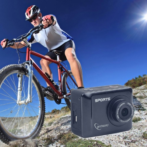 ვიდეოკამერა GEMBIRD Full HD action camera  (ACAM-002) USB 2.0  Video resolution: 1080p (30fps), 720p (60fps), 720p (30fps) 5M, 8M, 12M  TF/Micro SDHC Cards (Speed class 10, max. 32 GB)