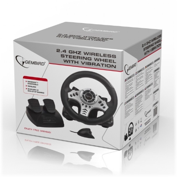 GEMBIRD Wireless 2.4GHz steering wheel with vibration STR-W1-VF "