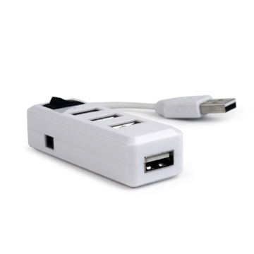 USB ჰაბი GEMBIRD USB 2.0 4-port hub with switch, white UHB-U2P4-01