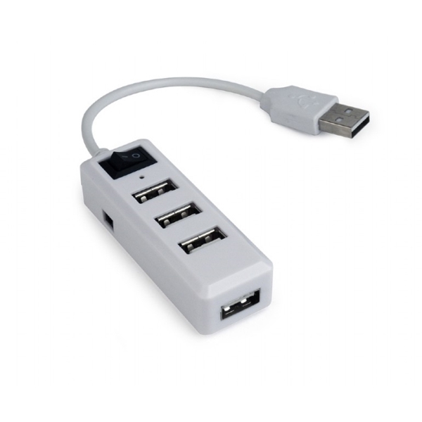 USB ჰაბი GEMBIRD USB 2.0 4-port hub with switch, white UHB-U2P4-01