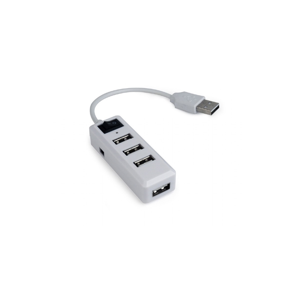USB ჰაბი GEMBIRD USB 2.0 4-port hub with switch, white UHB-U2P4-01