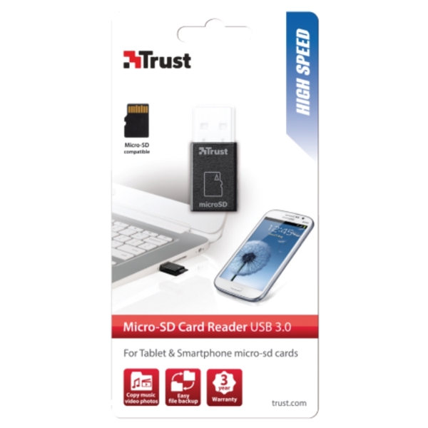 ბარათის წამკითხველი  TRUST High Speed Micro-SD Card Reader USB 3.0, Ultra small