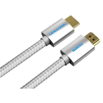 HDMI კაბელი VENTION AABIG Cotton Braided HDMI Cable 1.5M Silvery Metal Type