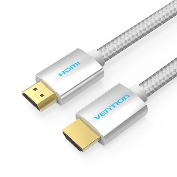 HDMI კაბელი VENTION AABIH Cotton Braided HDMI Cable 2M Silvery Metal Type