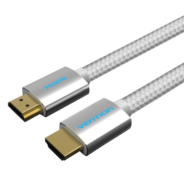 HDMI კაბელი VENTION AABIH Cotton Braided HDMI Cable 2M Silvery Metal Type