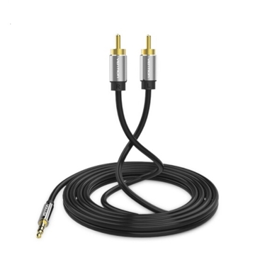 აუდიო კაბელი VENTION BCFBF 3.5mm Male to 2RCA Male Audio Cable 1M Black Metal Type