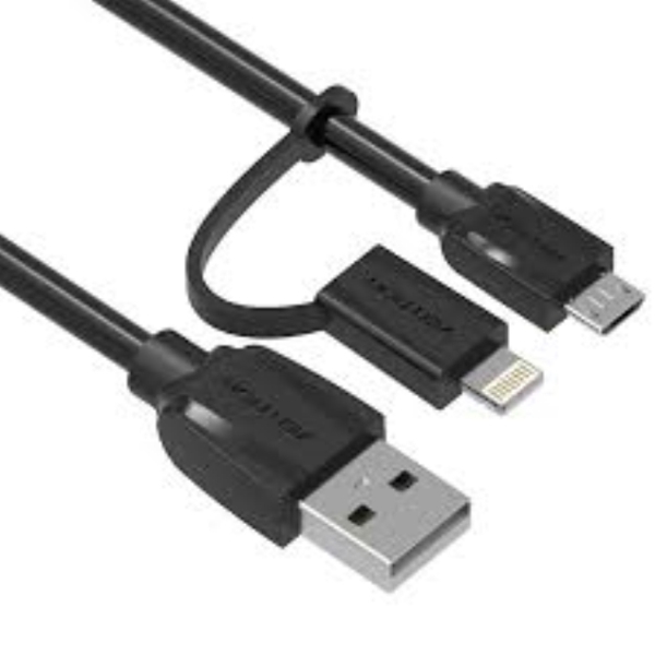 მობილურის დამტენი Vention CACBD USB 2.0 A male to micro B male Data Transfer Cable with Iphone adaptor