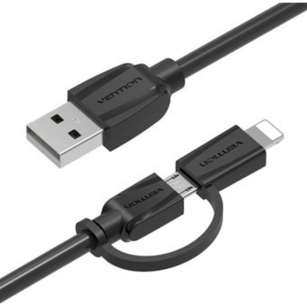 მობილურის დამტენი Vention CACBF USB 2.0 A male to micro B male Data Transfer Cable with Iphone adaptor