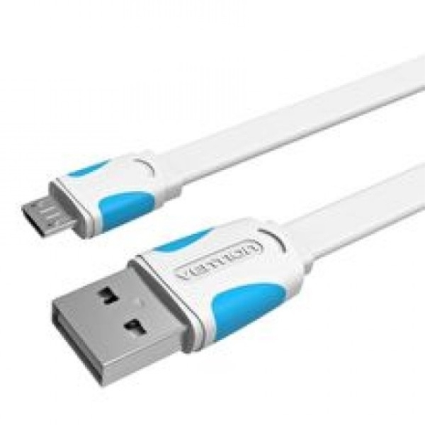 USB კაბელი VENTION Flat USB 2.0 A male to micro B male Data Transfer Cable