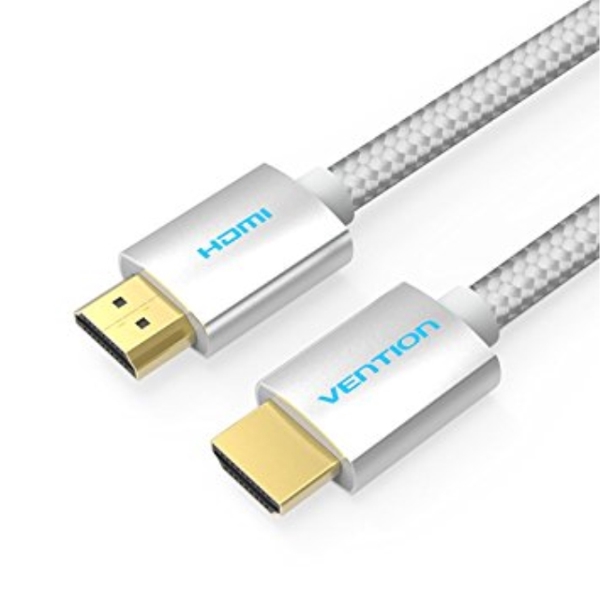 HDMI კაბელი VENTION AABIJ Cotton Braided HDMI Cable 5M Silvery Metal Type