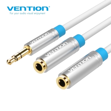 გადამყვანი VENTION BBBWY Metal 3.5mm Male to 2*3.5mm Female Stereo Splitter Cable 0.3M Whi