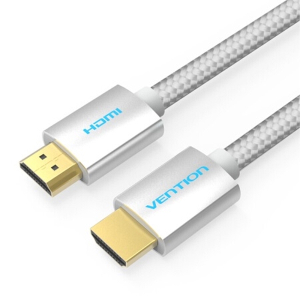 HDMI კაბელი VENTION AABIN Cotton Braided HDMI Cable 15M Silvery Metal Type