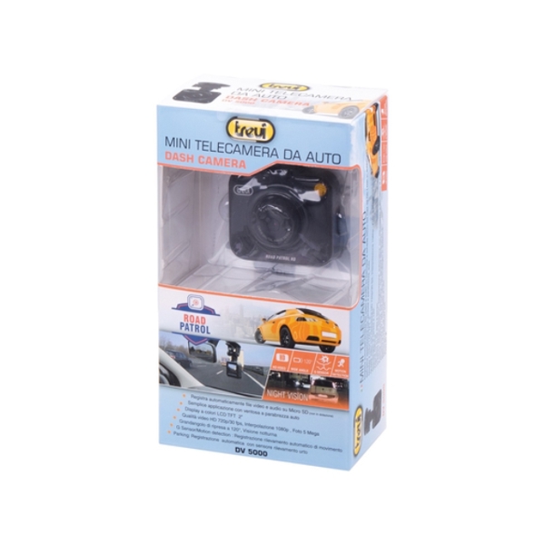 ვიდეო რეგისტრატორი CAR VIDEO REGISTRATOR  TREVI DV5000 LCD TFT 2.0 COLOR DISPLAY,HD72030FPS,INTERPOLATION 1080P,PHOTO 5MP,WIDE 120, NIGHT VISION G SENSOR