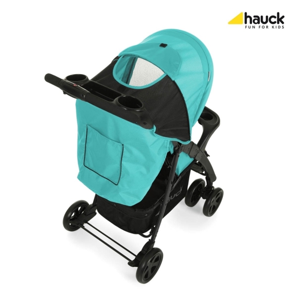 საბავშვო ეტლი Hauck Shopper Neo II One Hand Fold 4 Wheel Pushchair with Raincover, from Birth to 22 Kg, Black/Blue