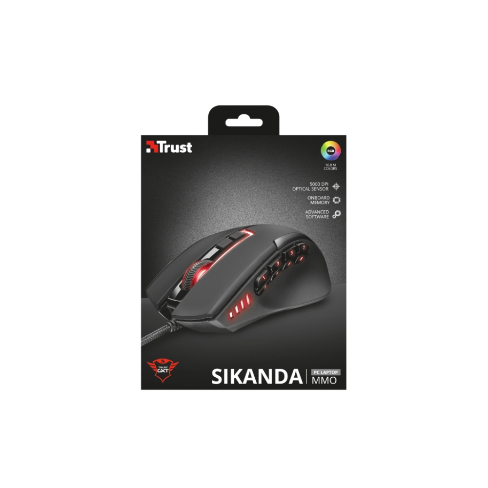 მაუსი TRUST GXT 164 SIKANDA MMO MOUSE Cable length main cable 180 cm
