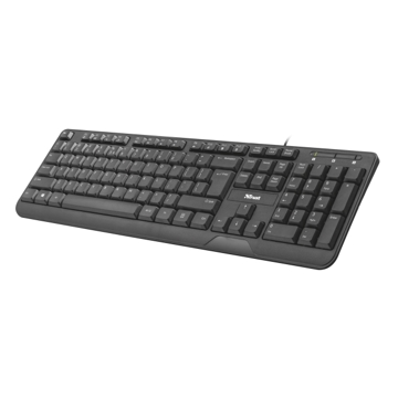 კლავიატურა TRUST - ZIVA MULTIMEDIA KEYBOARD 1.5 m cable Spill resistant 12 multimedia function keys (combined in F-keys) - Black