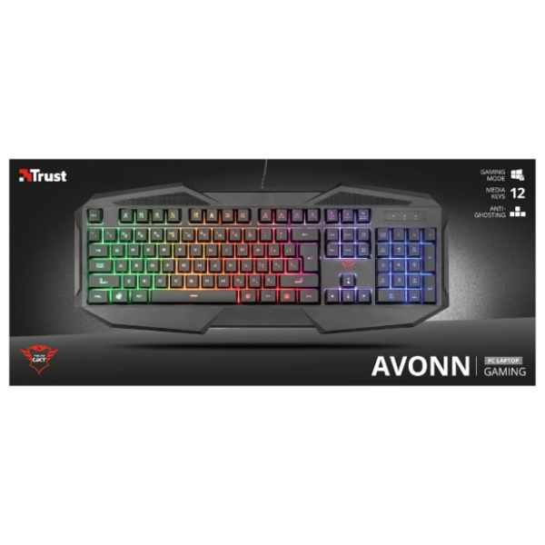 კლავიატურა TRUST - GXT 830-RW AVONN / Cable length main cable 140 cm / Rainbow Wave illumination with adjustable brightness GAMING KEYBOARD