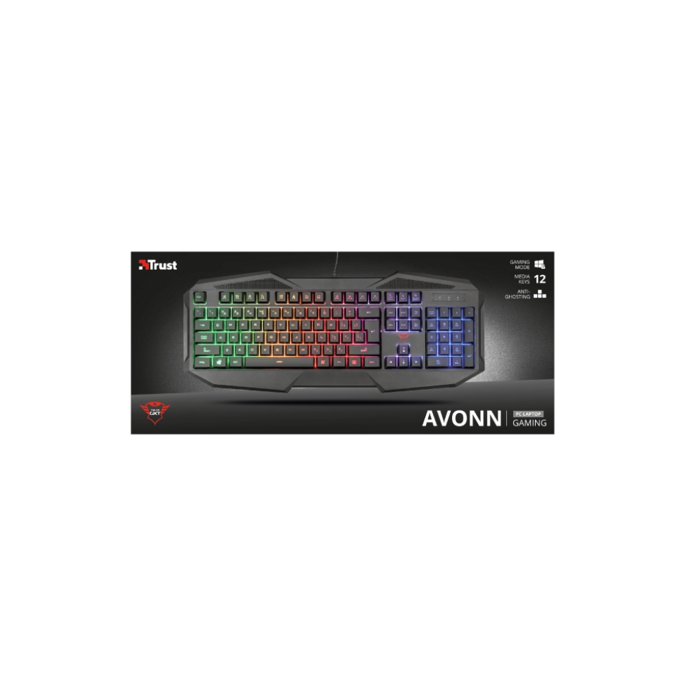 კლავიატურა TRUST - GXT 830-RW AVONN / Cable length main cable 140 cm / Rainbow Wave illumination with adjustable brightness GAMING KEYBOARD