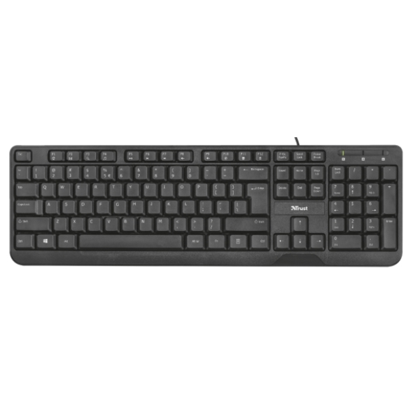 კლავიატურა TRUST ZIVA KEYBOARD / Full size, classic keyboard layout / 140 cm cable / Number of keys 104 - Black