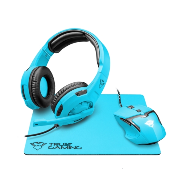 მაუსი TRUST GXT790-SB SPECTRA GAMING BUNDLE / Gaming mouse + Gaming headset + Mousepad - BLUE