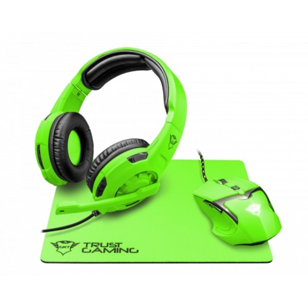 მაუსი TRUST GXT790-SB SPECTRA GAMING BUNDLE / Gaming mouse + Gaming headset + Mousepad - GREEN