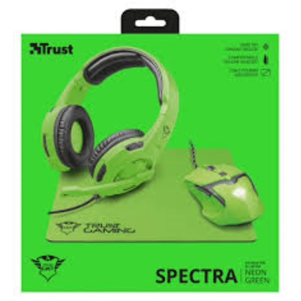 მაუსი TRUST GXT790-SB SPECTRA GAMING BUNDLE / Gaming mouse + Gaming headset + Mousepad - GREEN