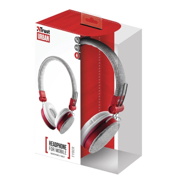 ყურსასმენი TRUST FYBER HEADPHONES - GREY/RED