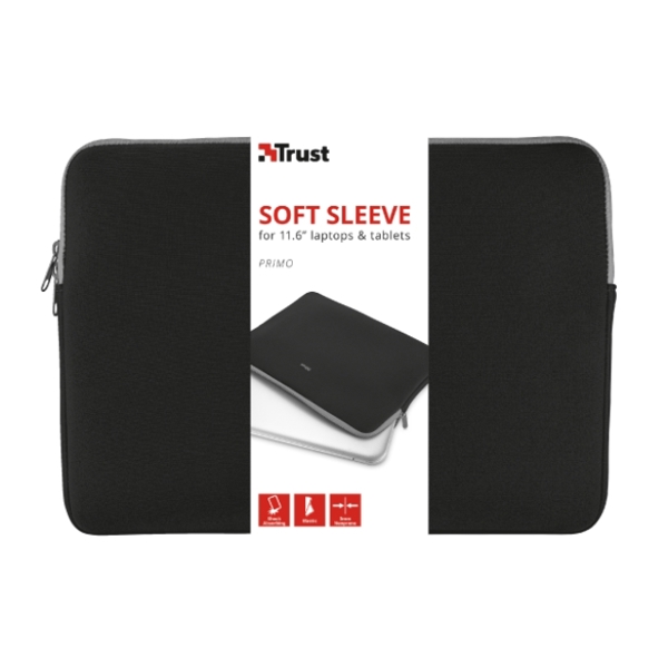 პლანშეტის ქეისი TRUST - PRIMO SOFT SLEEVE FOR 11.6" LAPTOPS & TABLETS - BLACK