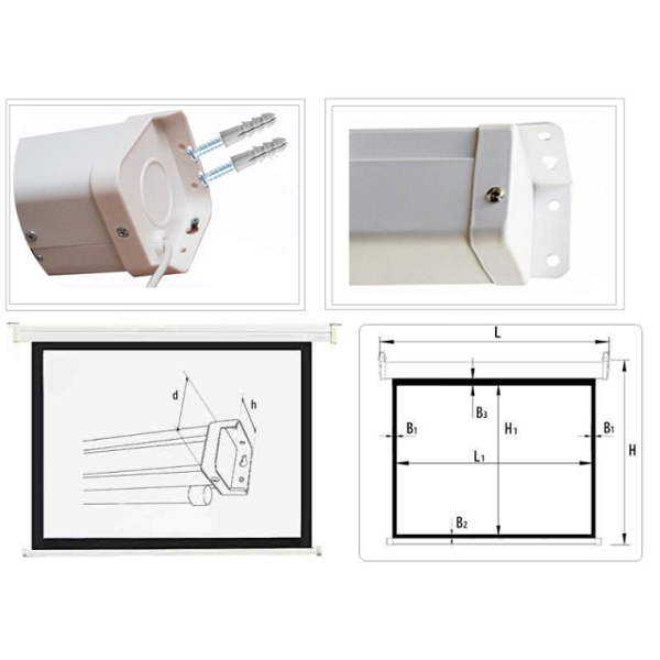 პროექტორის ელექტრო ეკრანი ALLSCREEN ELECTRIC PROJECTION SCREEN 240X180CM CMP-12043 HD FABRIC WITH REMOTE CONTROL DIAGONAL 120 INCH / 304 CM