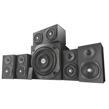 დინამიკი TRUST VIGOR 5.1 SURROUND SPEAKER SYSTEM FOR PC - 150W peak power (75 Watt RMS) /Experience 5.1 home theatre surround sound /Remote control wireless-BLACK